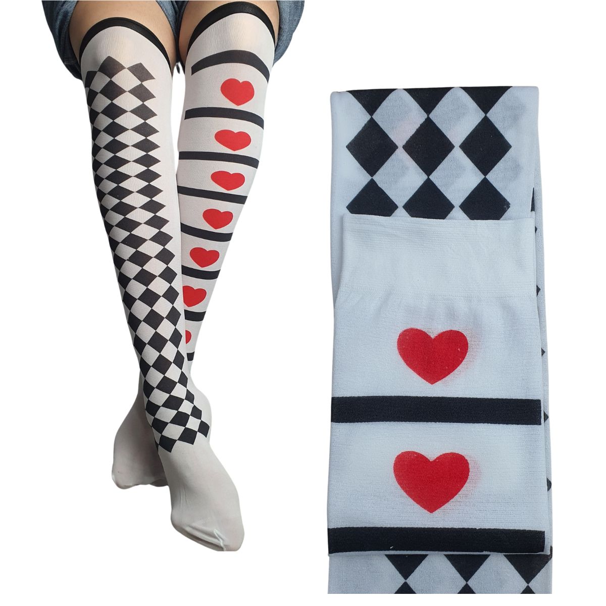 Meia Calça Arlequina Para Fantasia Cosplay e Festa 5/8 Meia Calça Arlequina Para Fantasia Cosplay e Festa 5/8